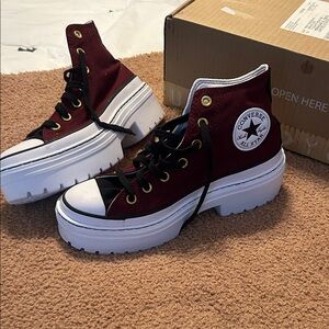 Converse Women's Burgundy Platform High-Tops